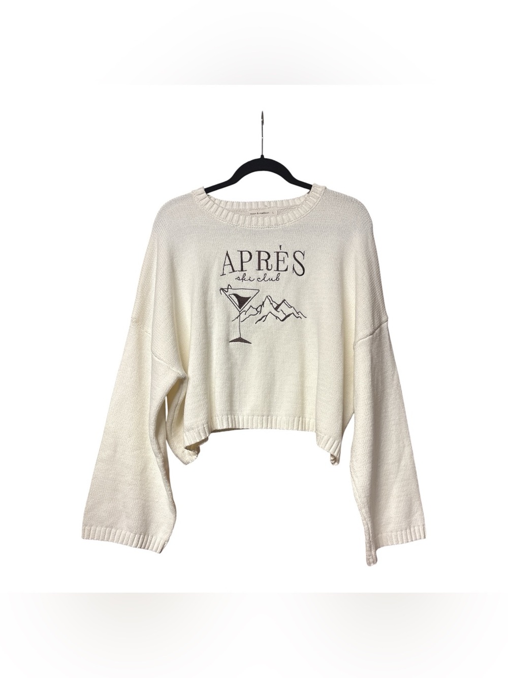 moon & madison Cream APRÈS Ski Club Cropped Sweater